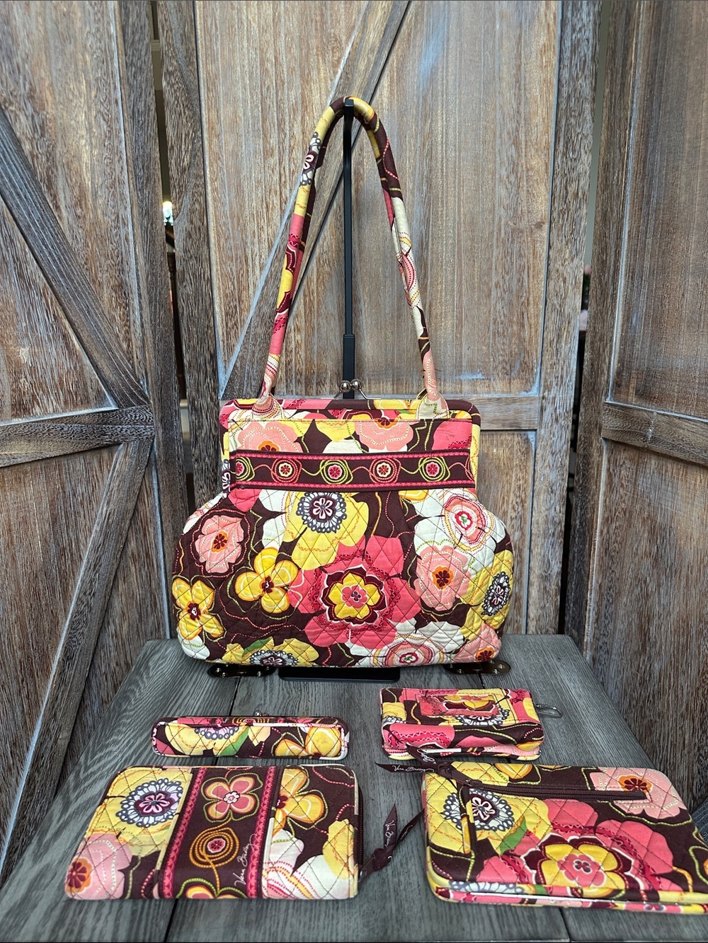 Vera Bradley Alice Buttercup Floral Kiss Lock Bag, 3 Wallets & Eyeglass Case - Picture 2 of 14